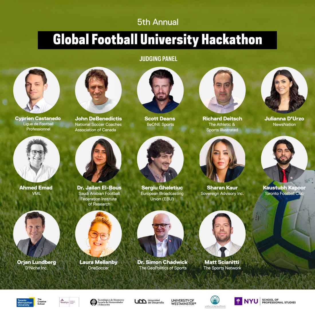 The 2025 Annual Global University Hackathon Judging panel.